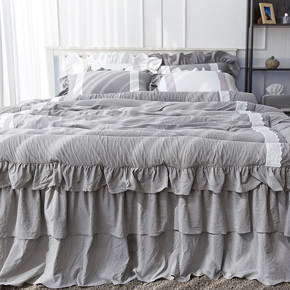 류금숙 여자의 마음 바이오워싱 광목프릴 차렵이불 + 베개커버 2p + 프릴 침대커버 세트 202,900원