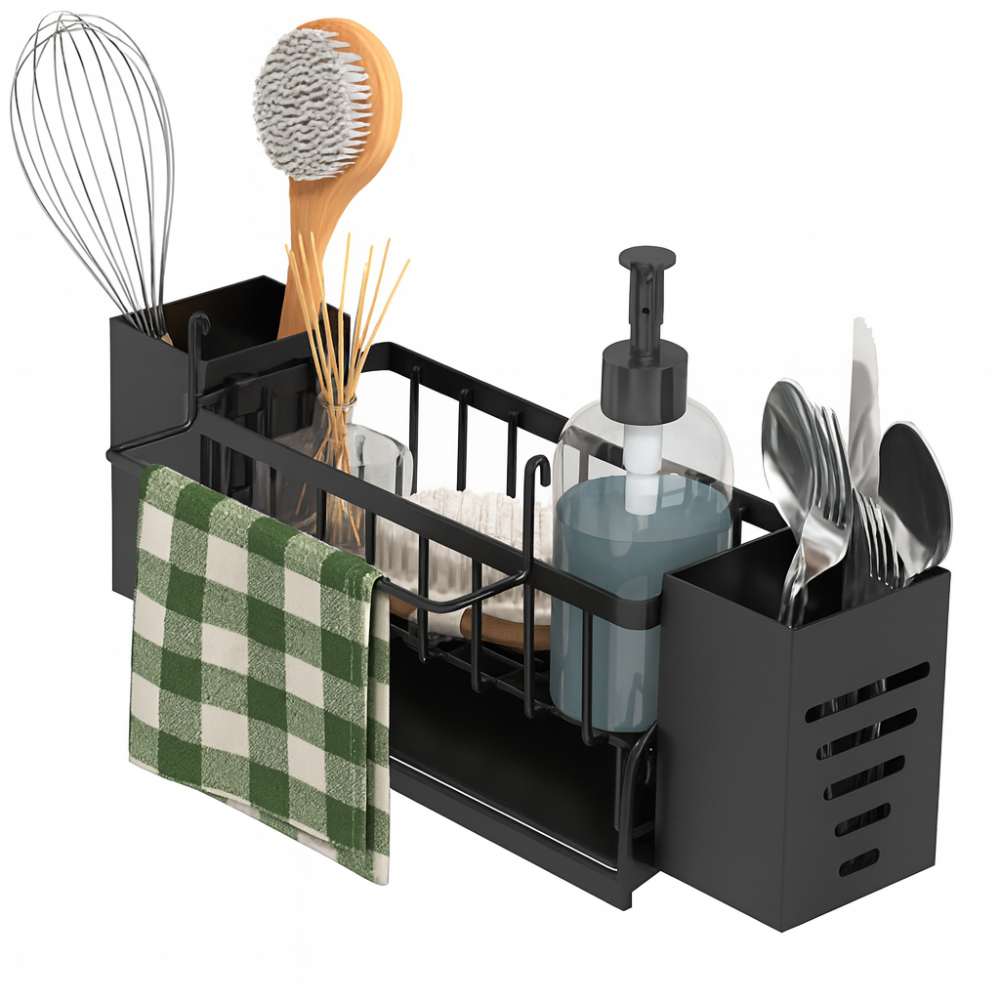 수수리빙 자동물빠짐 수세미건조대 세제통 정리함, 1개, 블랙 8,700원