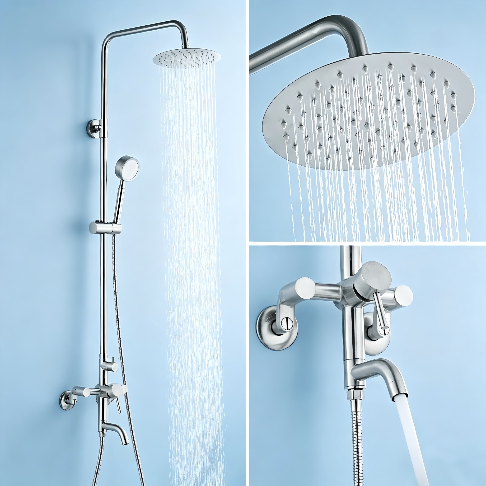 SUS304스텐 욕실해바라기 샤워기수전 세트, 실버, 1개 73,990원