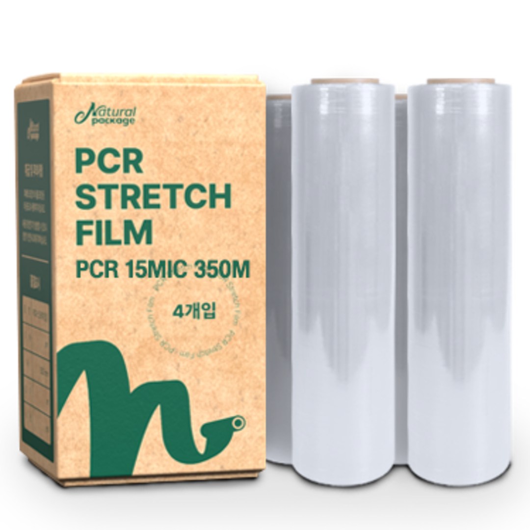 내츄럴패키지 친환경 PCR 스트레치필름 15mic 500mm 350M 포장용랩 국내공장제조, 4개, 투명 43,700원