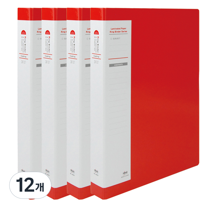 마이다스 O링 합지 바인더 파일 코팅 3cm 3공 A4, 적색, 12개 25,200원