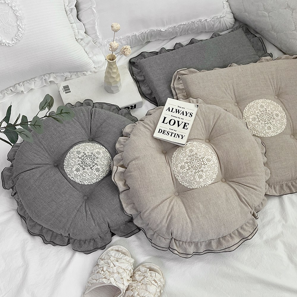 마이룸엔 멜란지 선염 고급 레이스 좌방석 원형 사각 방석 ( 45cm / 60cm ) 31,900원