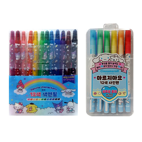 산리오캐릭터즈 색연필 + 시나모롤 마르지마요 사인펜 12색 13,900원