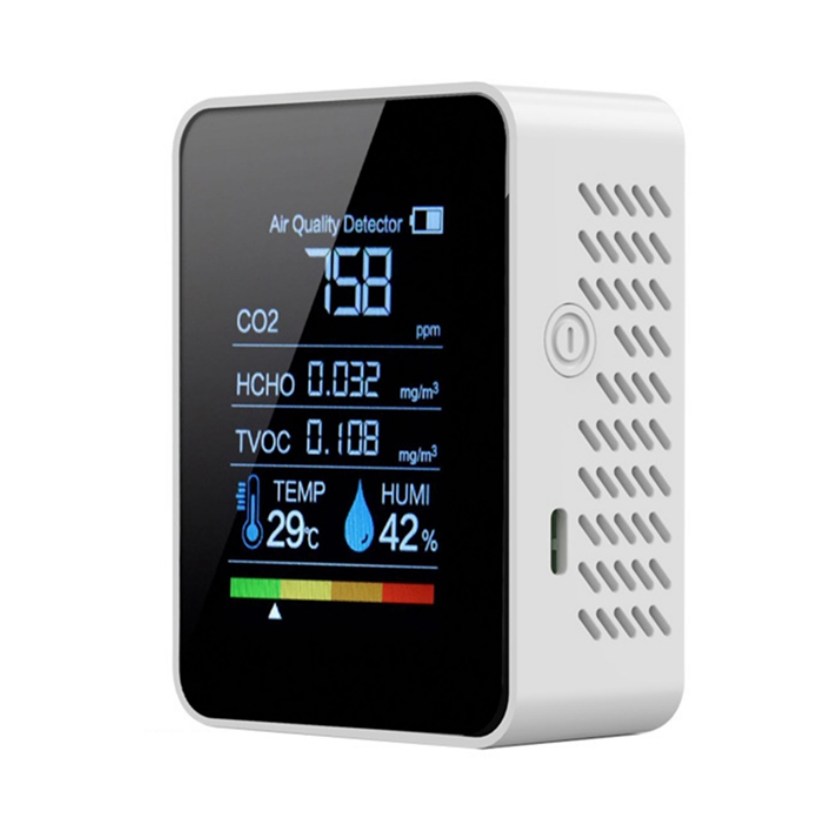 5in1 공기질 측정기 - CO2 포름알데히드 HCHO TVOC 온습도 - 충전식 실내 공기 모니터 27,200원