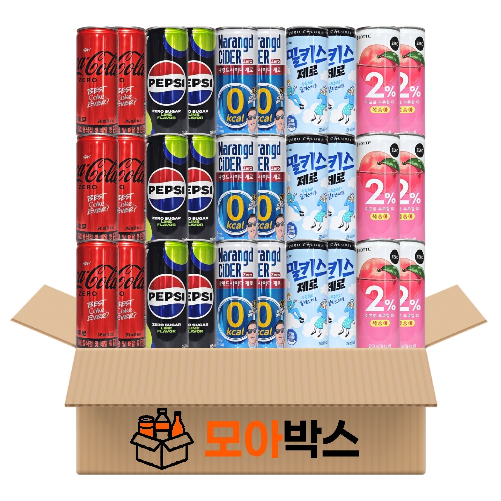 [모아박스] BEST 인기 제로 음료 캔음료수 5종 30캔, 1세트, 245ml 27,900원