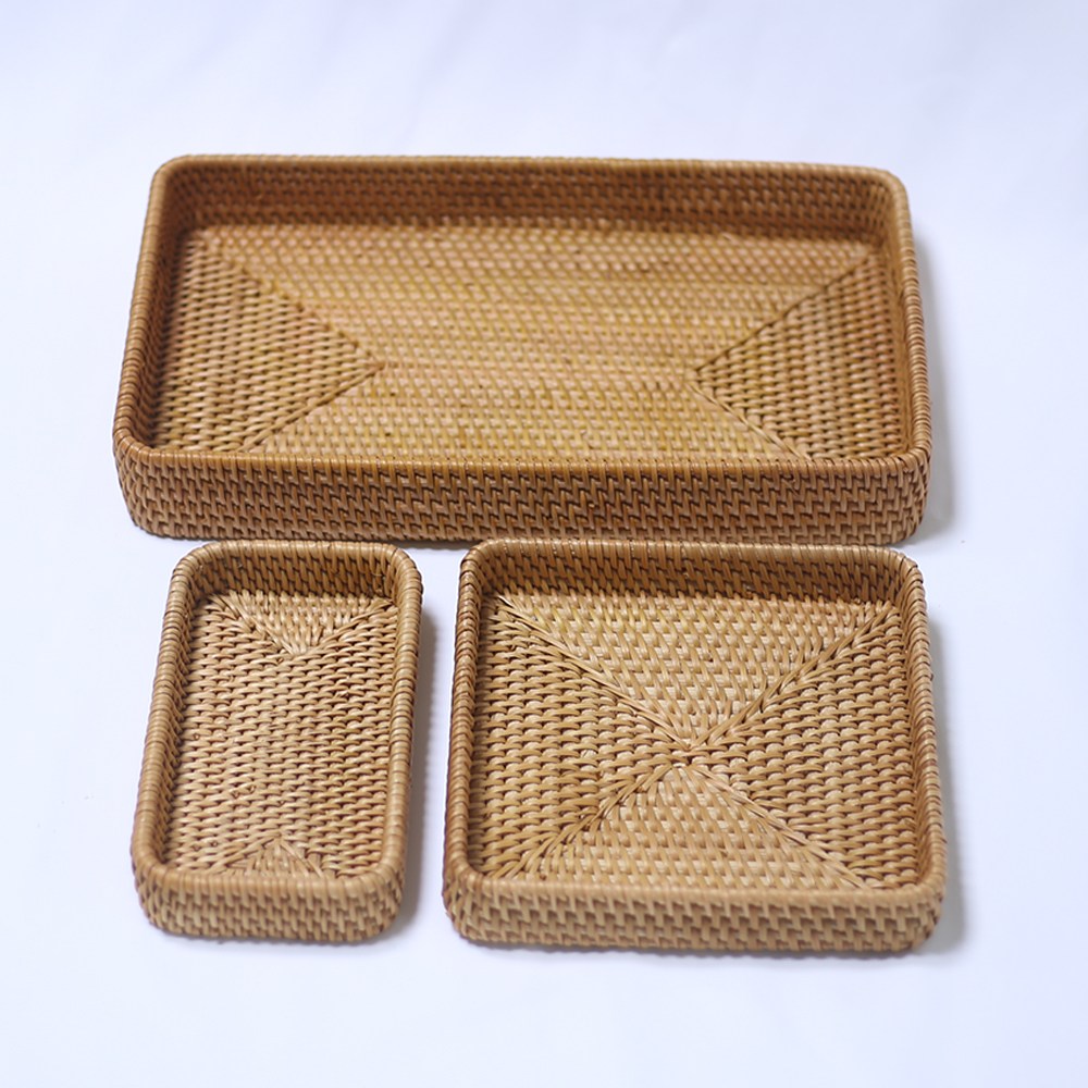 낮은 사각 라탄트레이 라탄바구니, 3개, 브라운 49,900원