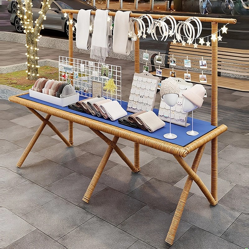 접이식 플리마켓매대 가판대 진열대 매대 백화점 스낵바 노점상 팝업스토어 행사 진열매대 접이식 이동식 선반 가판대, 1개, 푸른150cm 62,000원