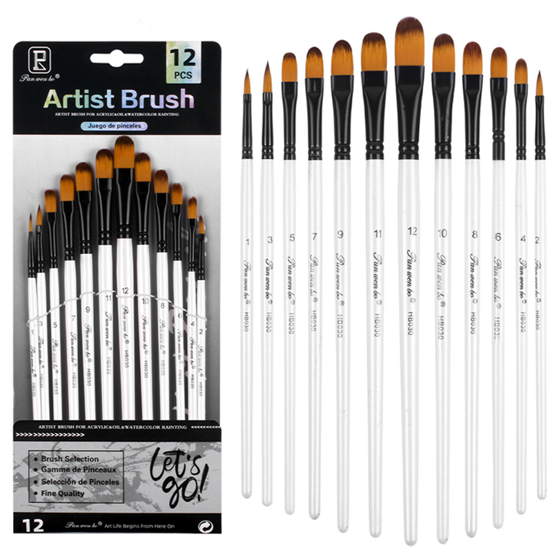 Panwenbo 수채화 그림 라운드붓 12종 세트, 1세트, 1호, 3호, 5호, 7호, 9호, 11호, 12호, 10호, 8호, 6호, 4호, 2호 9,230원