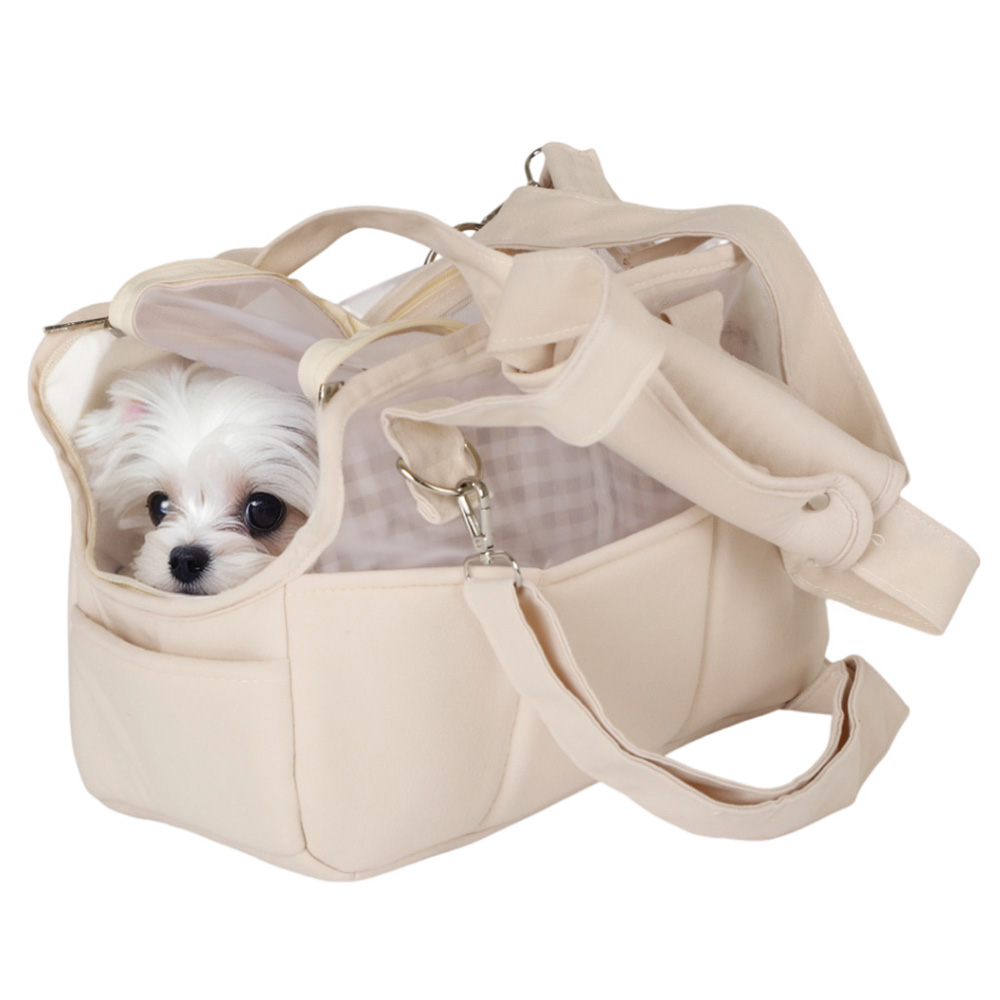 도그팜 강아지 여름 산책 가방 슬링백 쿨원단 이동 캐리어, 1개, 아이보리 33,800원