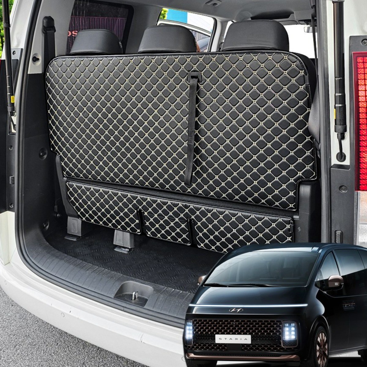 몬스터클래스 스타리아 가죽 트렁크매트 7인승 9인승 11인승 가죽 퀼팅 차박 매트 라운지 투어러 하이브리드 LPG 용품 69,000원
