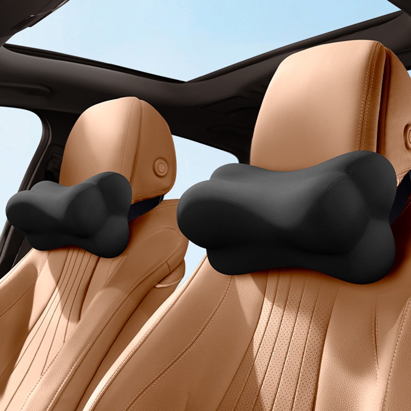 LINSHU 차량용 메모리폼 목쿠션 탈부착 분리형 목베개, 1개, 블랙 22,400원