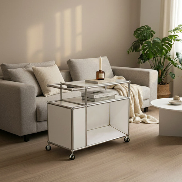 에프룸 미드센츄리 북유럽 엔틱 거실 이동식선반 모듈 트롤리 모듈수납장 490x350x550mm 236,000원