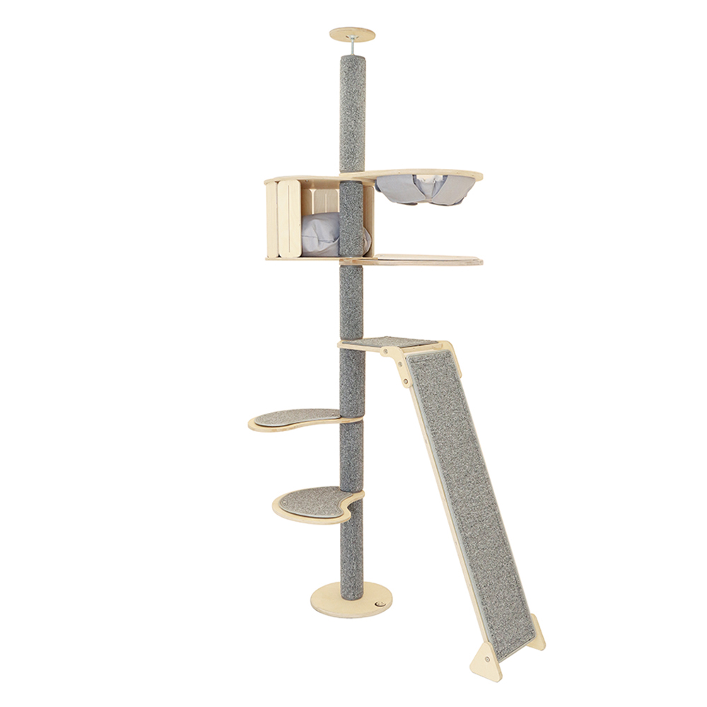 캣츠드림 고양이용 놀이와 휴식의 공존 하우스 앤 슬라이드형 캣폴 세트 004 일반 B형, 그레이, 1세트 480,190원