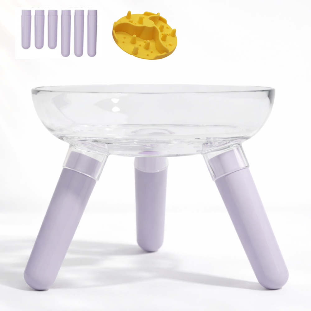 더펫즈 높이조절 각도조절 급체방지 고양이 강아지 유리 밥그릇 식기, 1개, 퍼플 28,800원