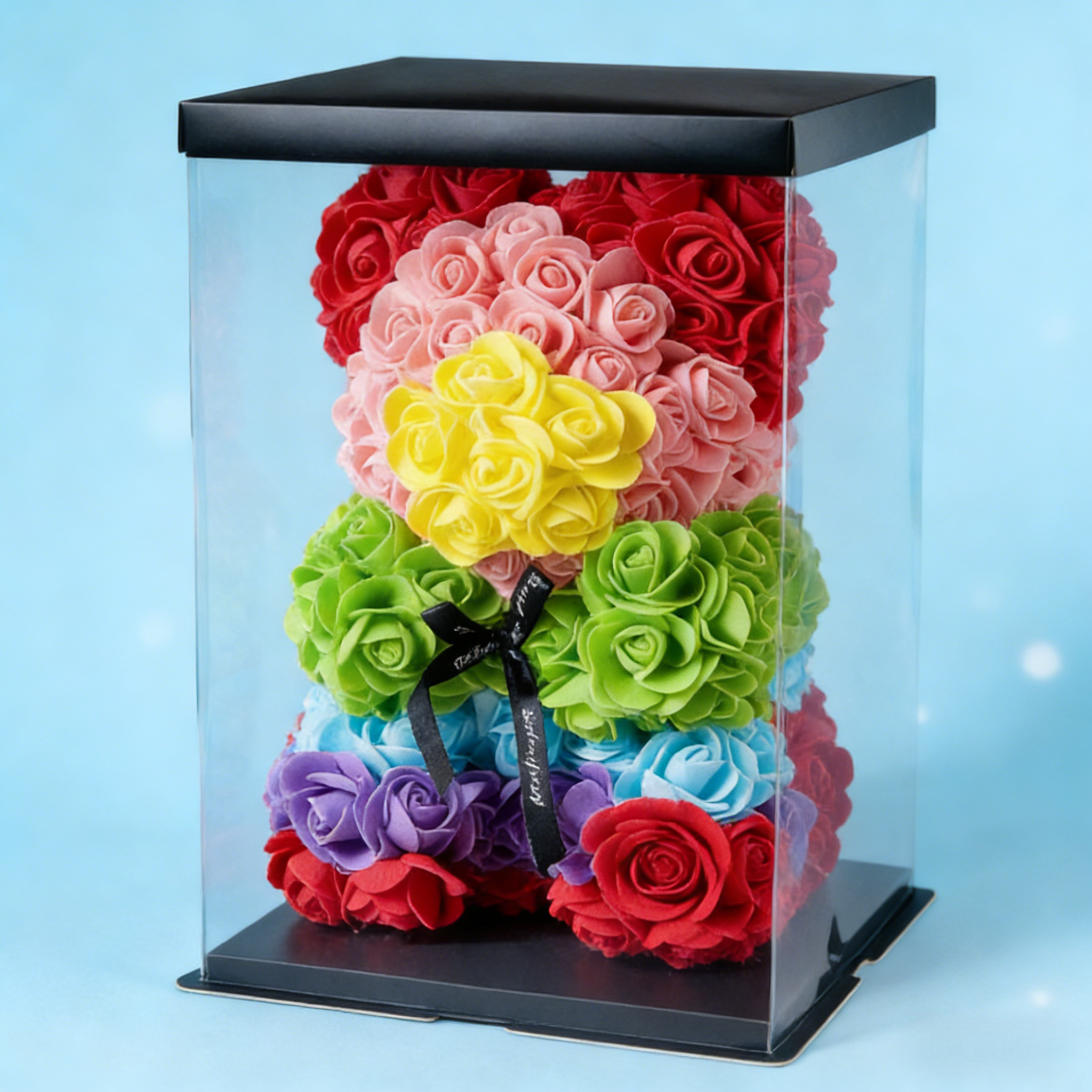 장미꽃곰돌이 로즈베어 장미곰돌이 플라워곰 조화 꽃다발 기념일 생일 결혼 신혼 선물 인테리어조화, 1개, 무지개색 18,680원