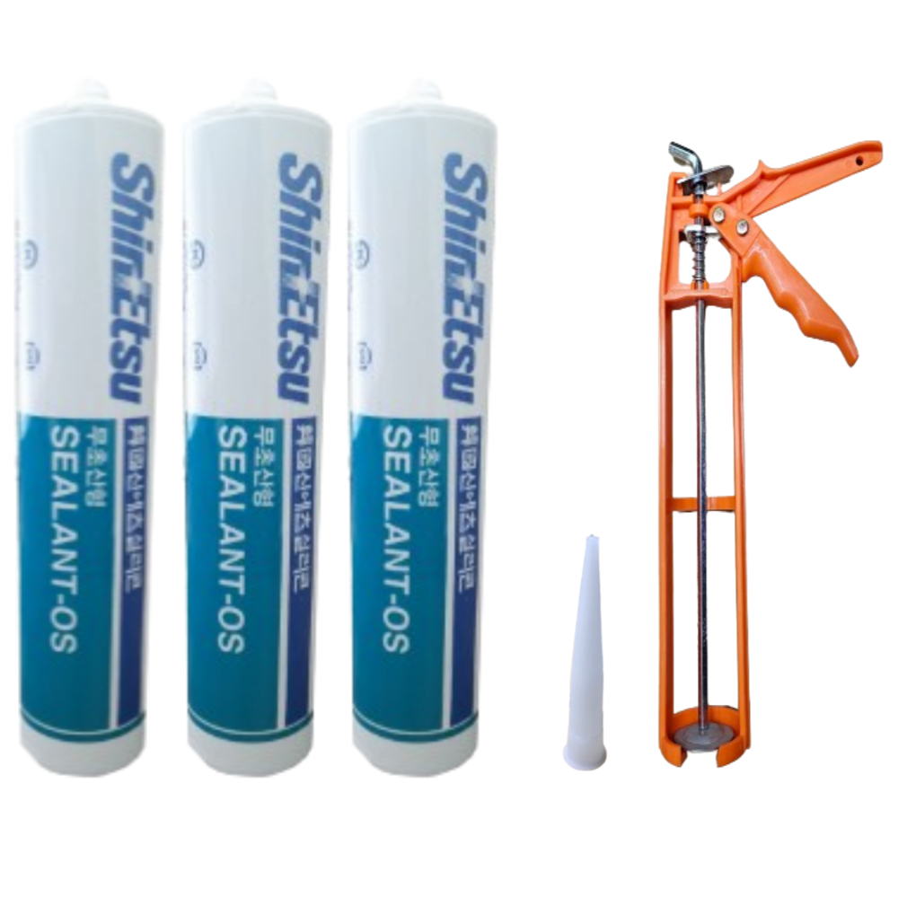 신에츠 무초산 실리콘 실란트 OS 3개 + 실리콘 건 세트, 3세트 37,600원