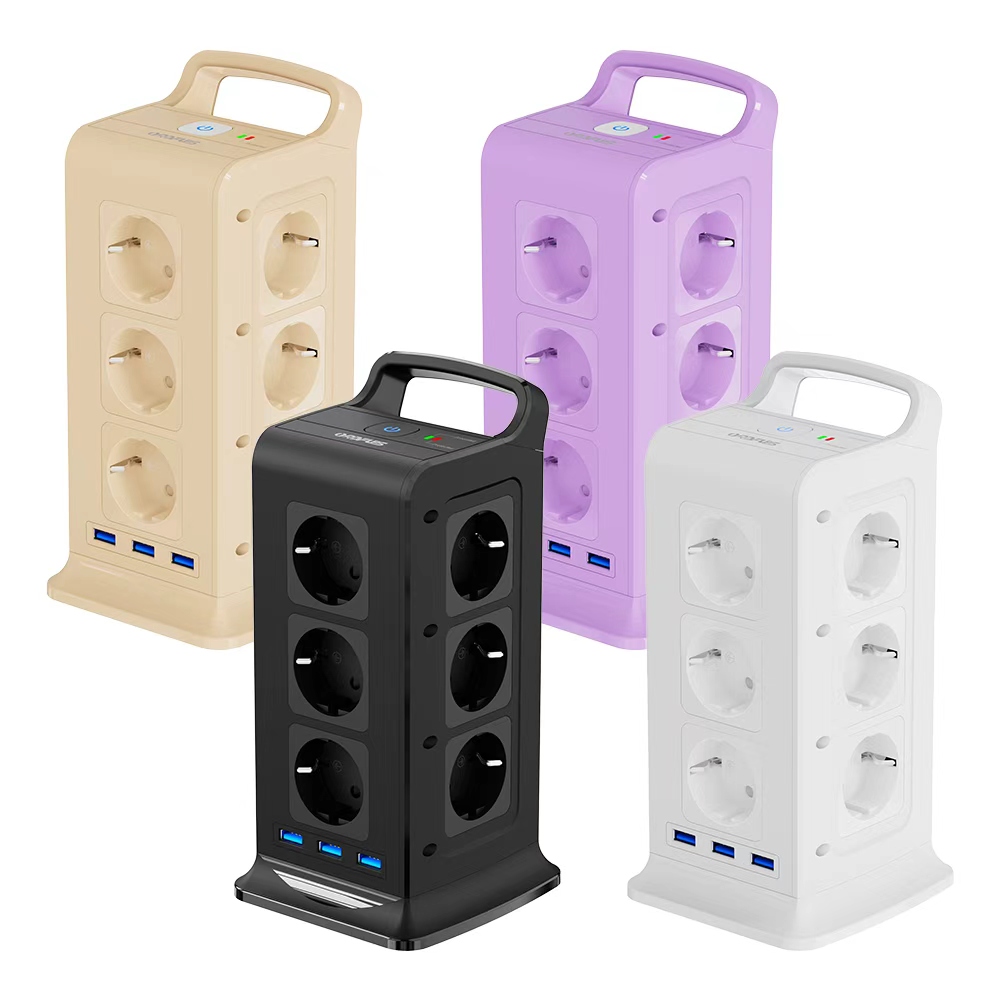 ORDFLES 12구+3USB 고속 충전고용량 4000W 과부하차단 타워형 멀티탭, 1개, 퍼플, 2m 36,450원