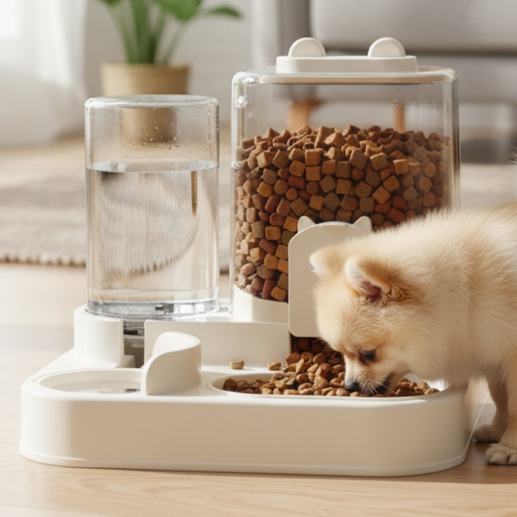 디노꾼 반려동물 안심외출 반자동 급수 급식기, 1개, 화이트 12,800원