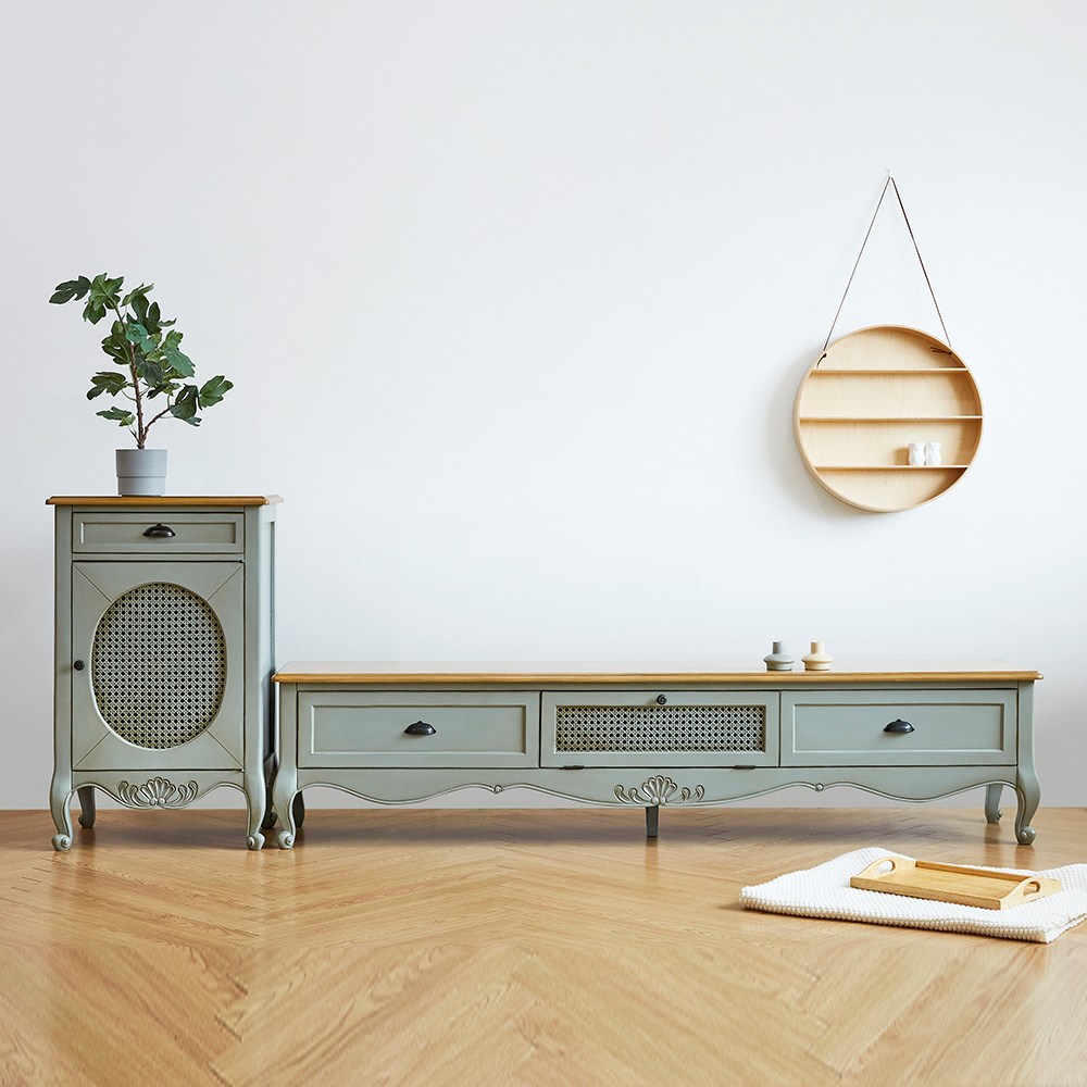 유캐슬 루앙 엔틱 그레이 TV 2000 거실장 세트 (거실장+협탁) 652,000원