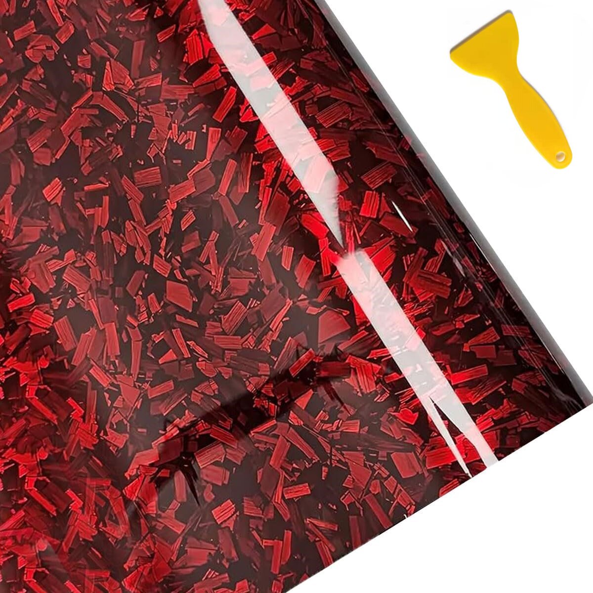 HahnRay자동차 카본시트지,6D단조 탄소섬유 비닐 랩,자동차실내 우드랩핑지,밝은빨간색 30x150cm(부가 스크레이퍼) 27,630원