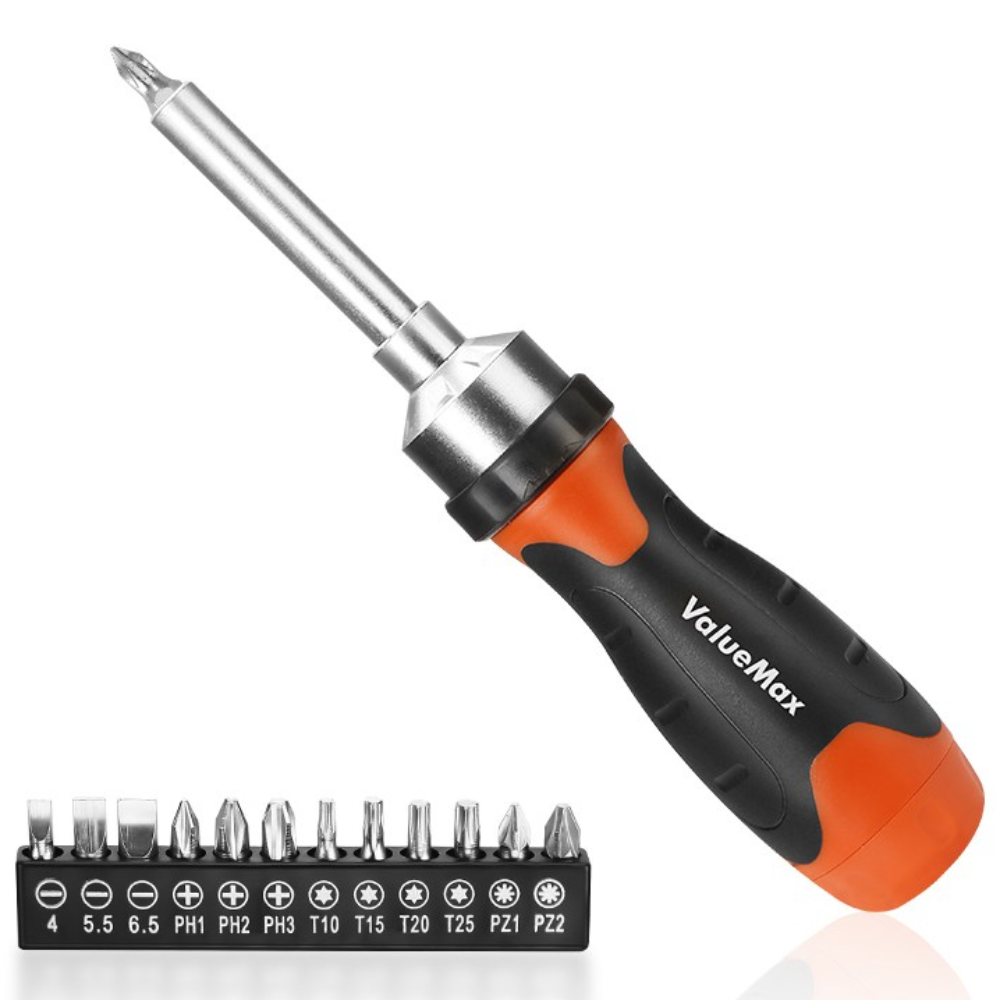 ValueMax 12-IN-1 별 십자 일자 육각등 12종 비트 포함 고급 정밀 드라이버 세트 가정 수리용 휴대용 가정용 미끄럼 방지 논슬립 올인원 강자력 핸들 렌치, 1세트 17,990원