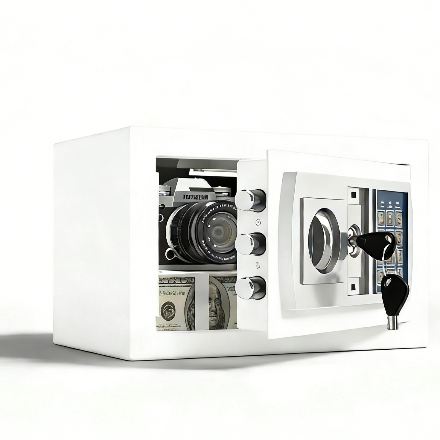 디지털금고 중형금고 가정용금고 사무실금고 내부선반 1단 금고 비밀번호 금고 20CM, 흰색 66,900원