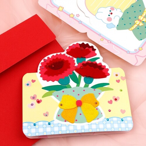 펠트 어버이날 스승의날 카네이션 입체 카드 만들기 2,200원