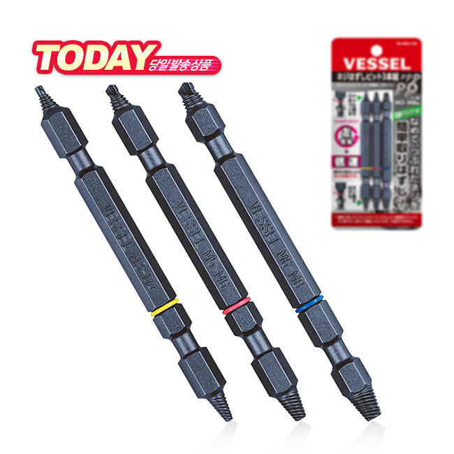 VESSEL 베셀 반대탭 NEJ-123 나사분리 비트 히타리탭 빠꾸탭 나사빼기 손상나사 파손나사 녹슨나사 제거 육각비트 카리스툴 27,700원