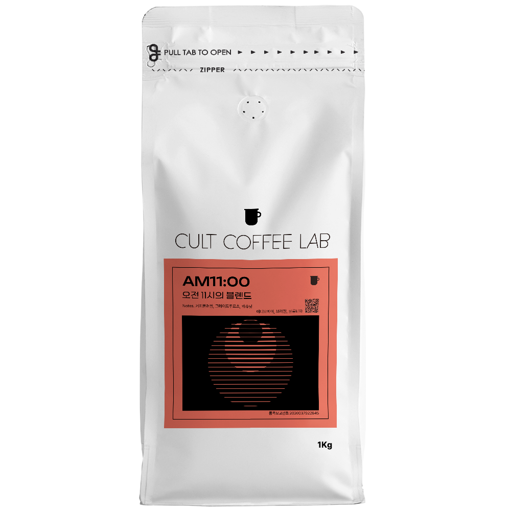 컬트커피랩 산미있는 꽃향기 과일향 오전 11시 블렌드 커피원두, 1kg, 1개, 홀빈(분쇄안함) 33,990원