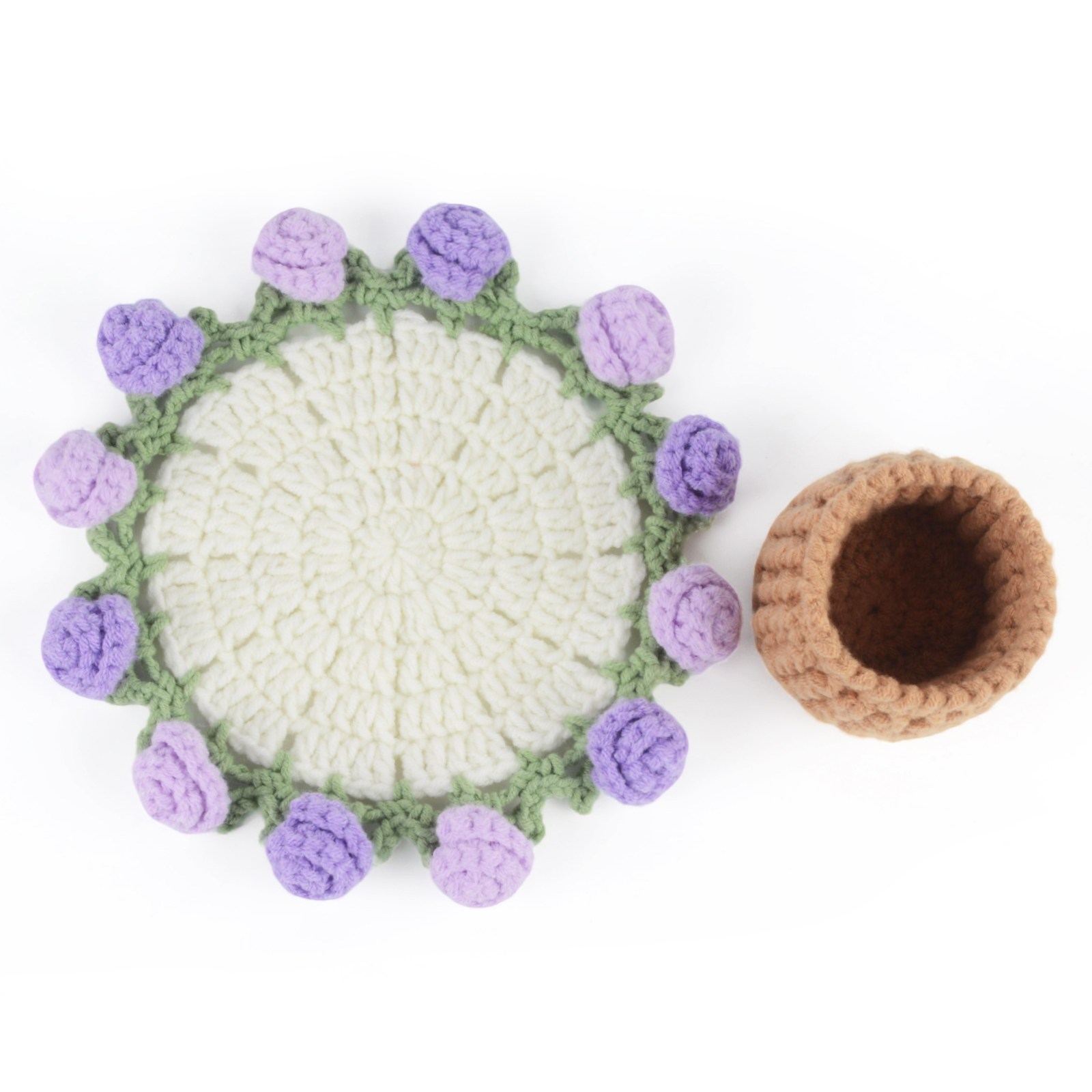 SUNLAND 미니 꽃다발 코스터 + 화분, 퍼플, 1개 20,000원