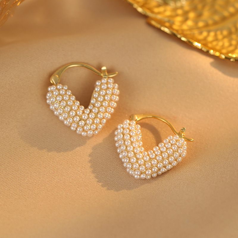 Ramlove 18K 진주 하트 원터치 귀걸이 스타일리쉬한 도금 럭셔리 주얼리녀 CJR-SSL0940 69,800원