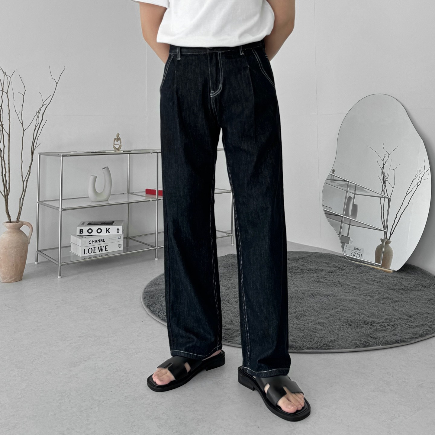 다이나믹피플 남자 원턱 논페이드 생지 와이드 데님팬츠 청바지 33,900원