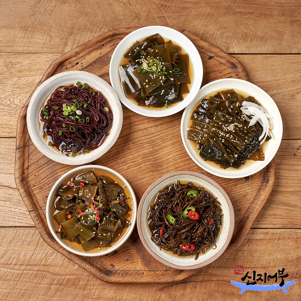 100% 완도산 프리미엄 해초 장아찌 280g 4종 set (톳+꼬시래기+미역줄기+다시마)/청정바다 생톳 밥도둑 모둠장아찌 명절선물세트 /신지어부가 6,450원