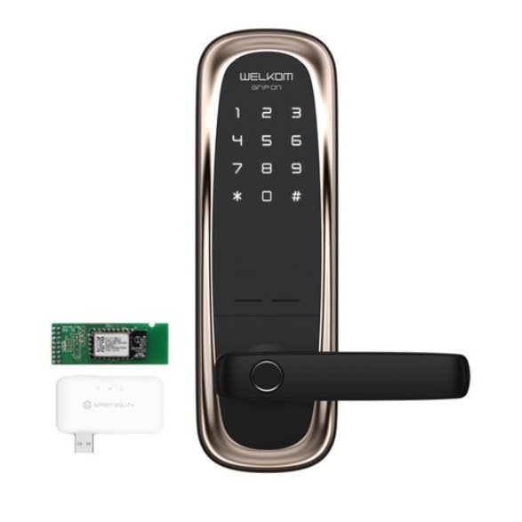 솔리티 웰콤 그립온 손잡이 있음 도어락 WM-650B + 블루투스 + 스마트 브릿지 세트 264,100원
