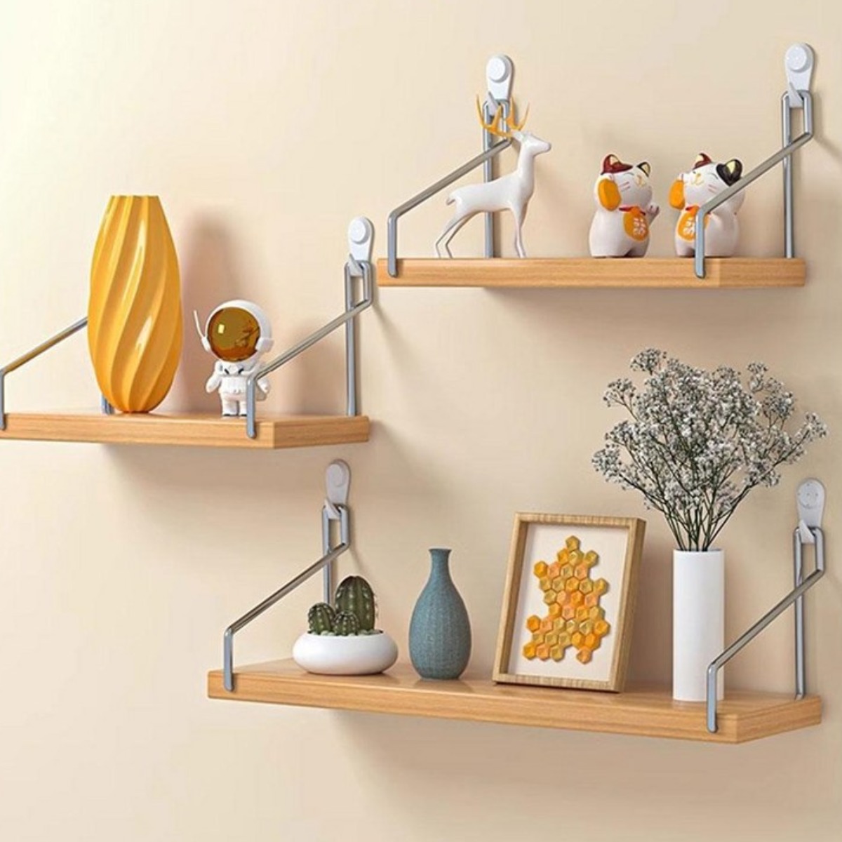 HORMOO 무타공선반 벽선반 원목 벽걸이선반 다용도 수납선반 3in1 16,000원