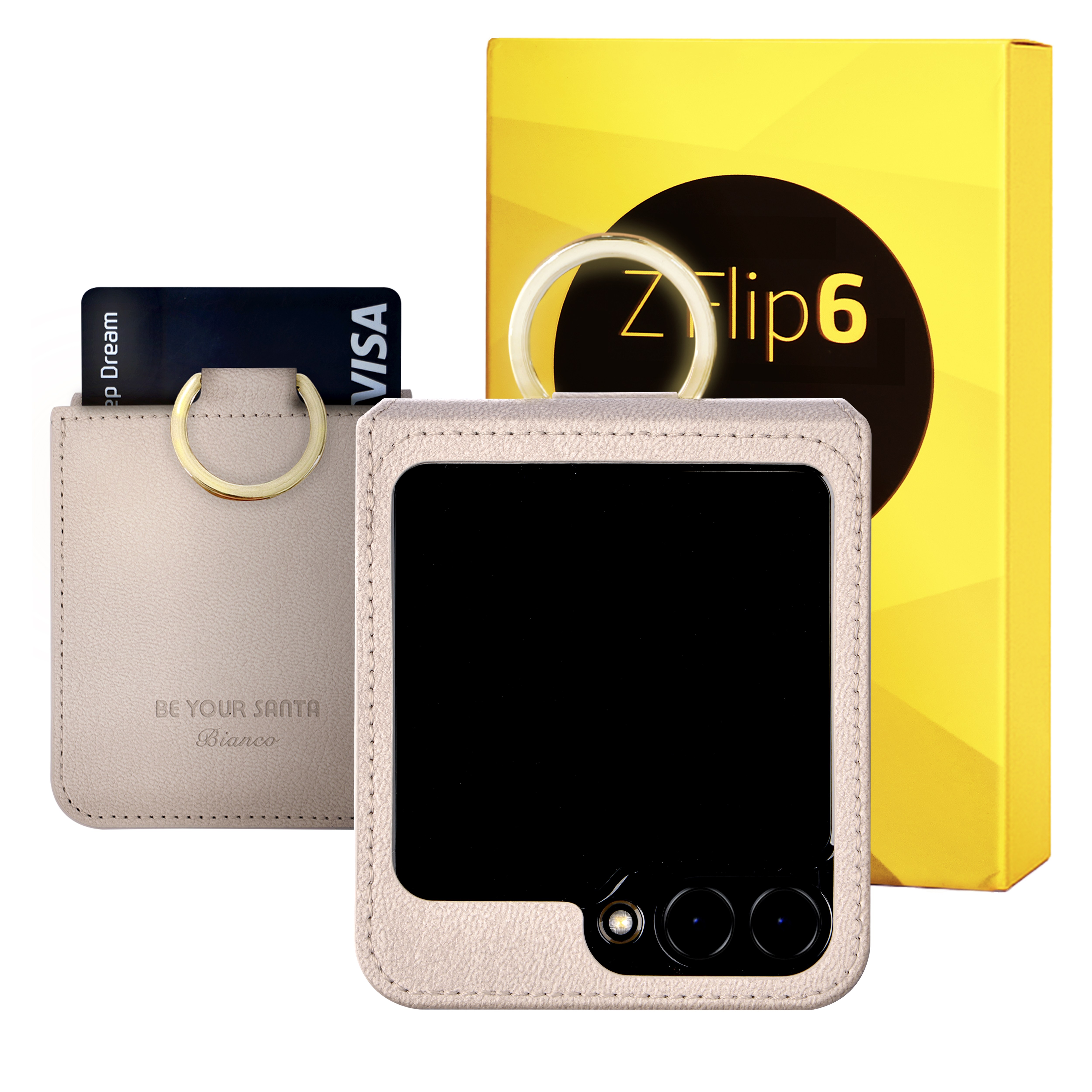 비유어산타 갤럭시 Z플립6 케이스 이태리 비건 가죽 힌지보호 카드 수납 링 보스코(카드수납 3개) 비앙코(카드수납 1개) 44,500원