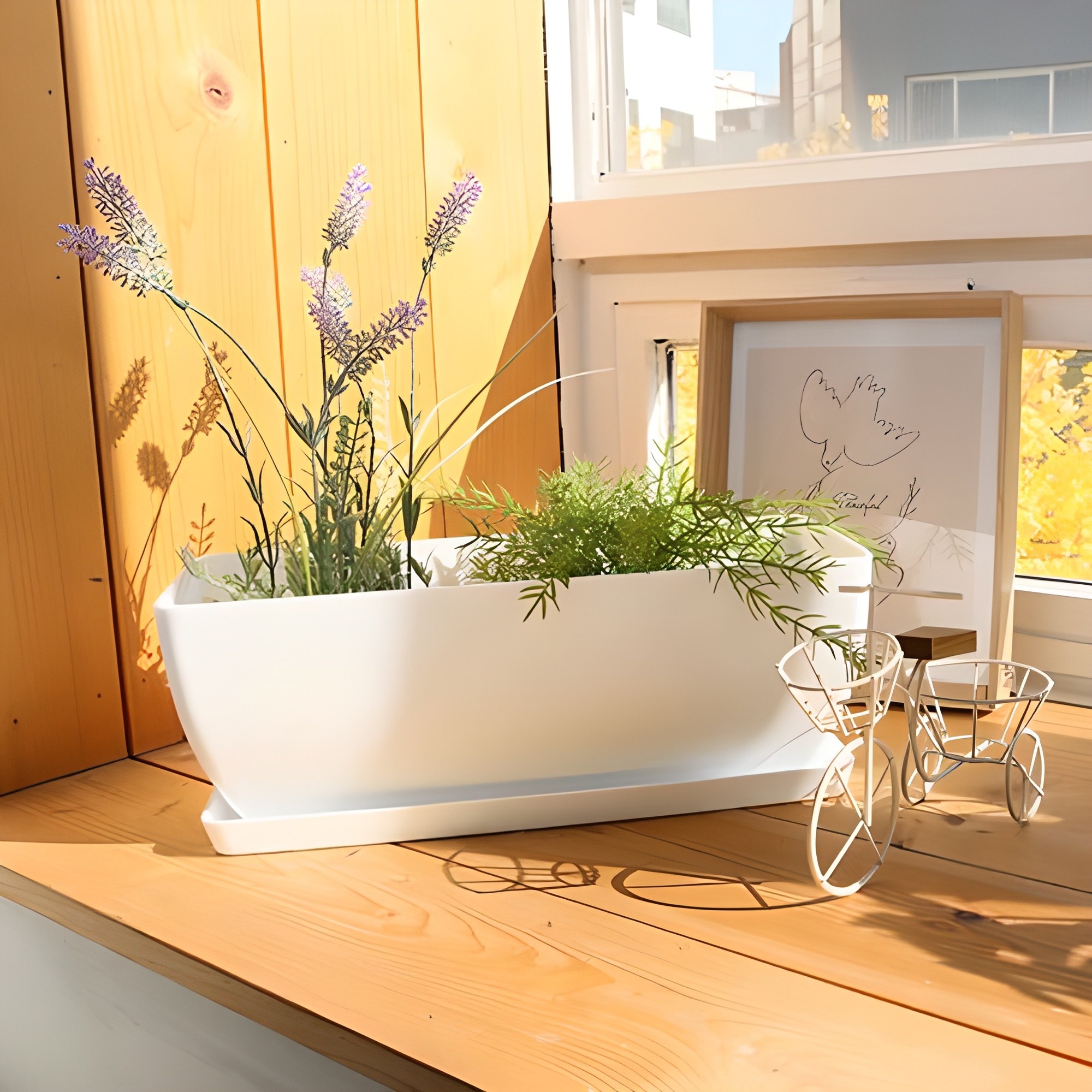 플라팜 직사각 화분 + 받침, 화이트, 1개 7,900원