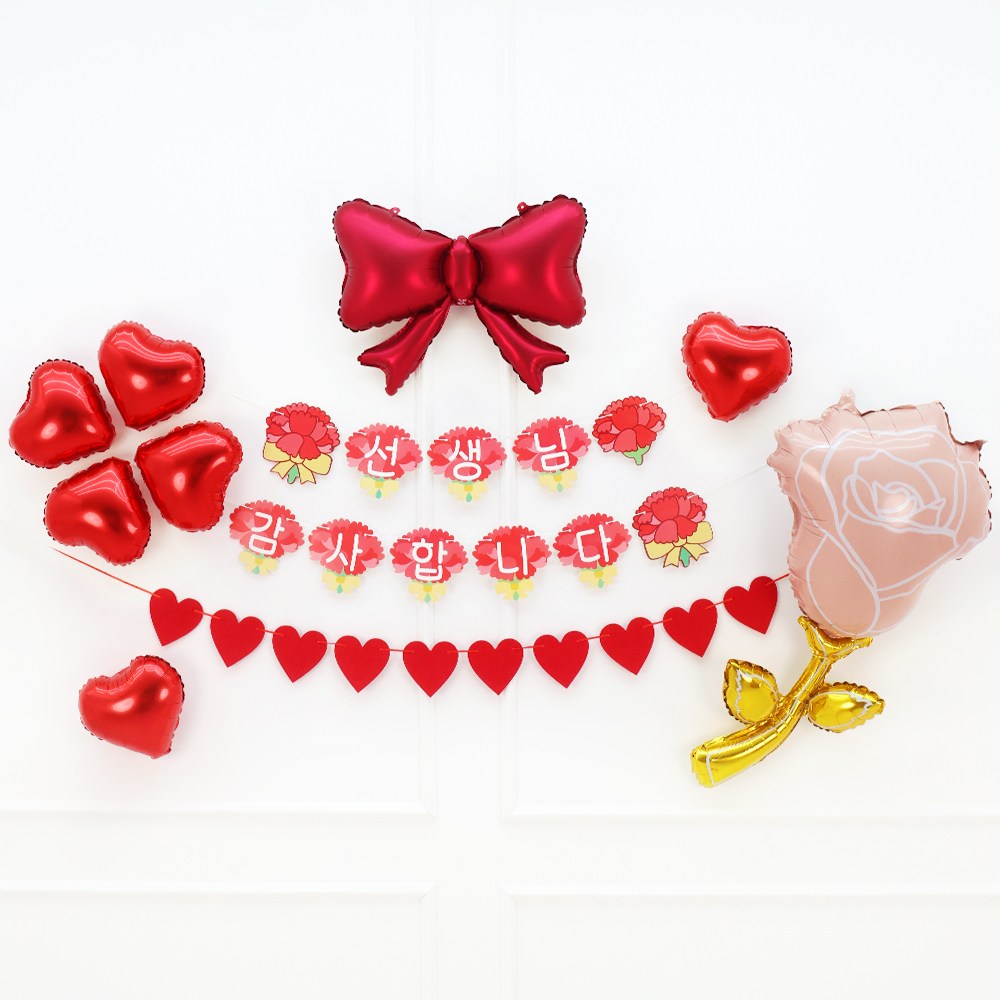파티짱 스승의날 가랜드 풍선 세트 어버이날 파티 소품, 1세트, 선생님 12,800원