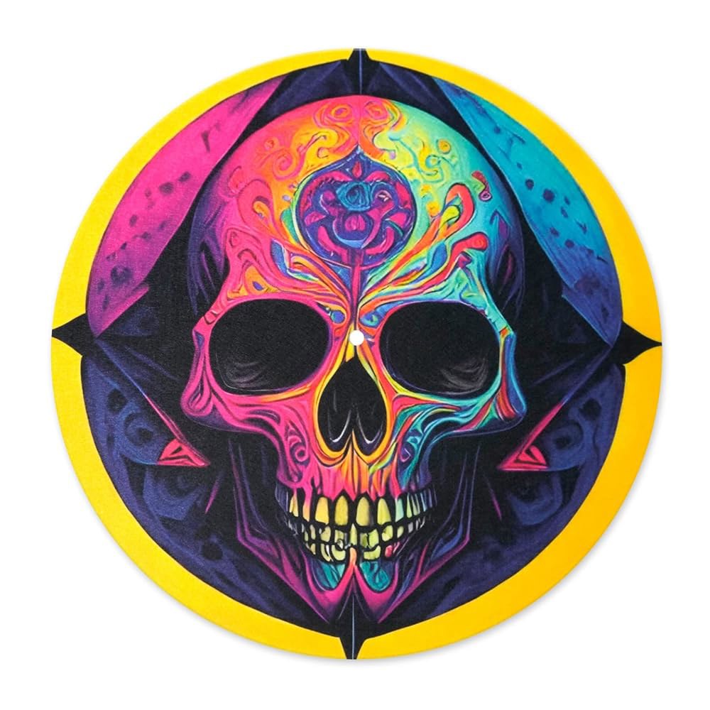 sdroceRyaM 턴테이블 플래터 매트 12인치 레코드 펠트 스컬 패턴 비닐 LP DJ 플레이어용 정전기 방지 슬립 진동 감소 사운드 선명도 향상 스타일 39,100원