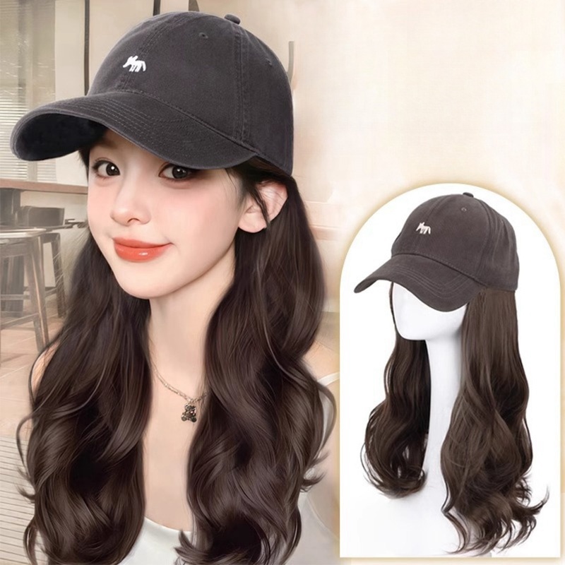 큐엔유 여성 롱 웨이브 모자가발 일체형 롱생머리 단발 모자 전체가발 20,800원