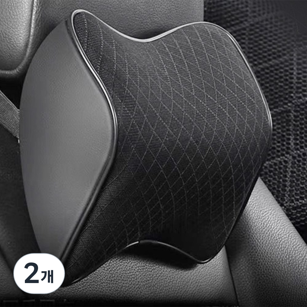 차량용 목쿠션 메모리폼 목쿠션 자동차 목베개 헤드레스트, 2개, 블랙 18,330원