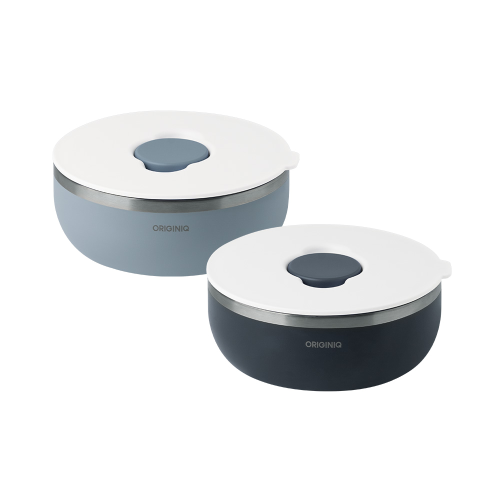오리지니크 샐러드볼 스텐 그릇 파스타 시리얼 소스 요거트볼 2종세트, 라이트그레이1개+다크그레이1개, 1세트 94,000원