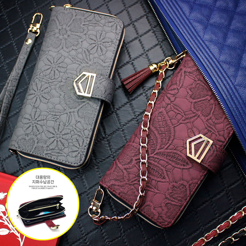 아이수트 자수 꽃무늬 플라워 지퍼 가죽 지갑형 다이어리 휴대폰 케이스 + 고급 스트랩 2개 갤럭시 S23 S22 S21 노트 울트라 점프2 버디2 퀀텀2/3 전기종 27,600원