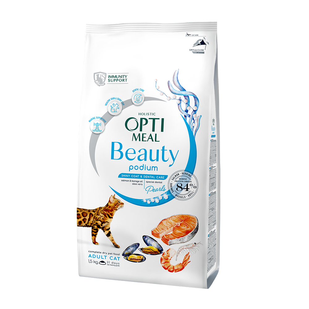 옵티밀뷰티 포디움 샤이니코트&덴탈케어 어덜트캣 마린슈퍼푸드 포뮬라 1.5kg, 1개, 1.5kg, 연어 가수분해 43,000원