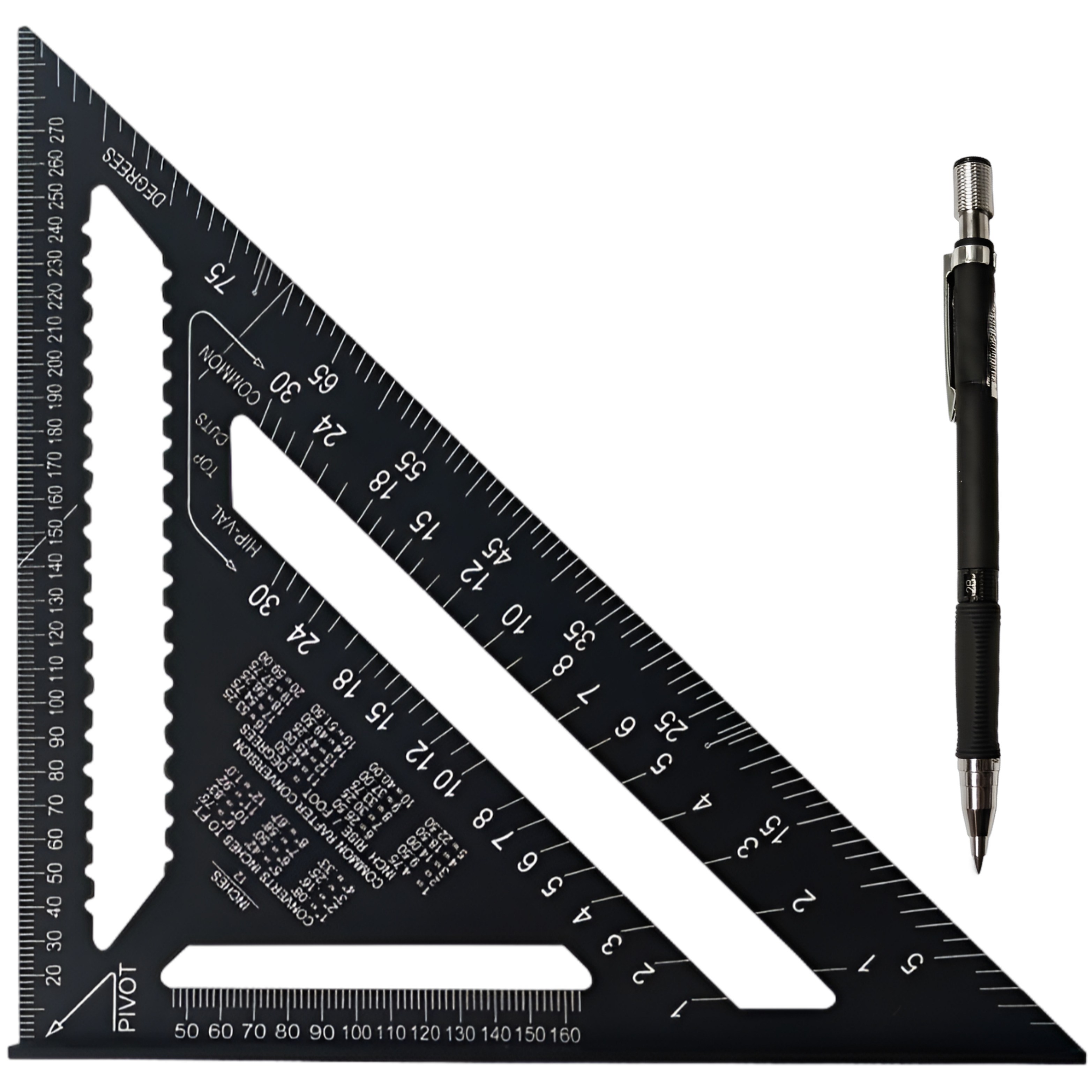 툴레보 다용도 목공용 제도용 직각 알루미늄 삼각자 12인치 300mm + 2mm 홀더팬, 1개 17,900원