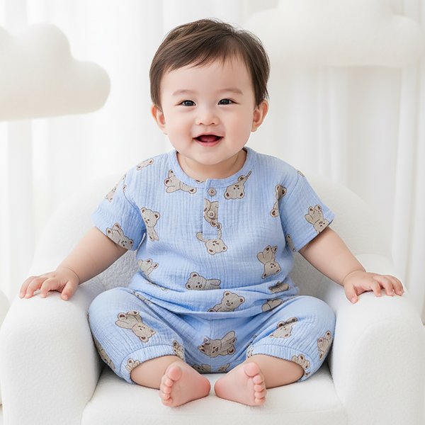 몽실이 베어 거즈면 칠부 상하복 여름 외출복 상하세트 유아 여아 남아 21,900원