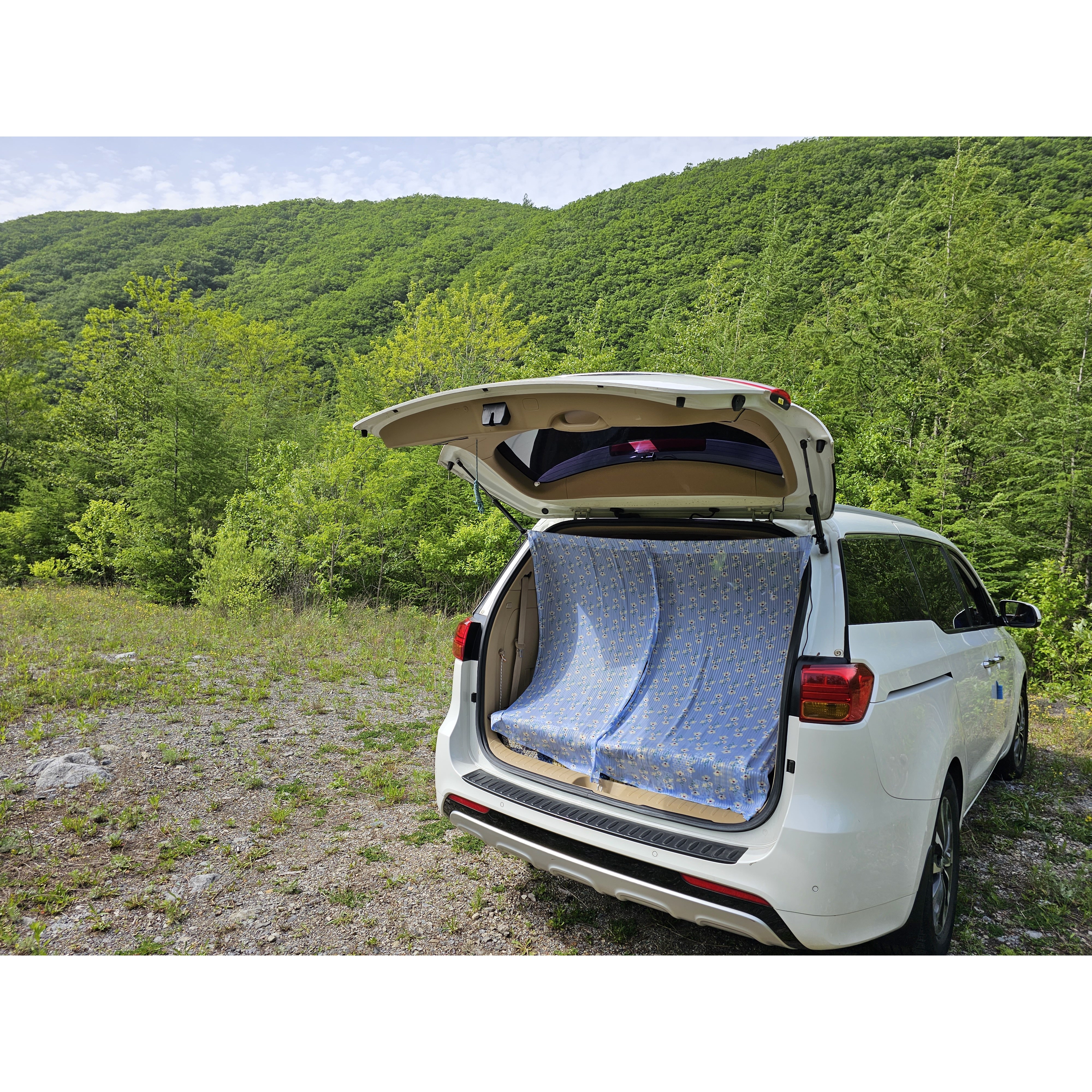 원단스토리 천원단 차량 카니발 쉬폰 창문 차박커튼 캠핑커튼 햇빛가리개 맞춤 제작, 흰찔레꽃, 1개 8,000원