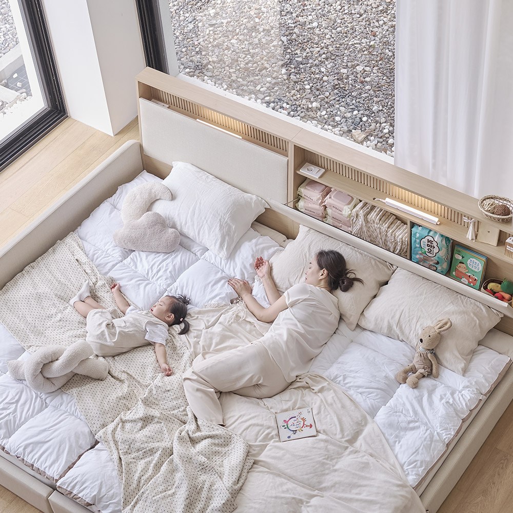 아씨방가구 슬림업 LED 수납 패밀리 침대 밸런스형 SS+Q (독립매트) 699,000원