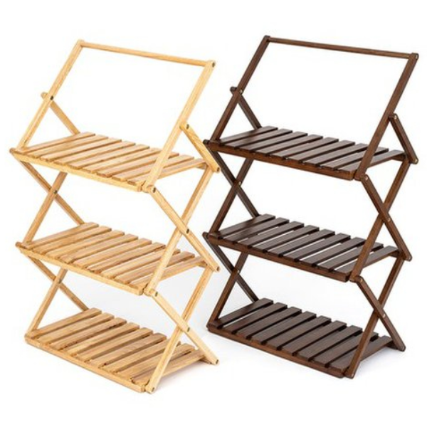 문캠핑 고무나무 원목 접이식 와이드선반 3단 행어형 파우치포함 2색상, 내츄럴, 1개, 3단 31,000원