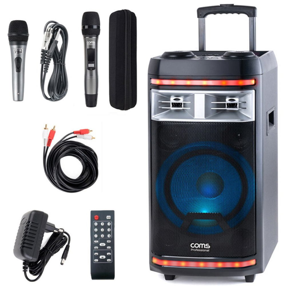 컴스 휴대용 블루투스 버스킹 앰프 스피커 노래방 마이크 CR400PBS 세트, 3. 스피커+유선마이크1+무선마이크1 합2개+케이블 255,990원